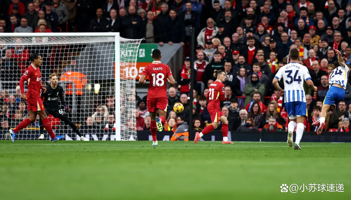 利物浦客场击败布莱顿，领先优势扩大